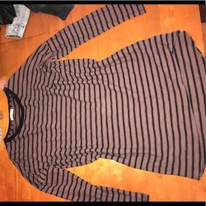 Mocha and black striped t shirt dress